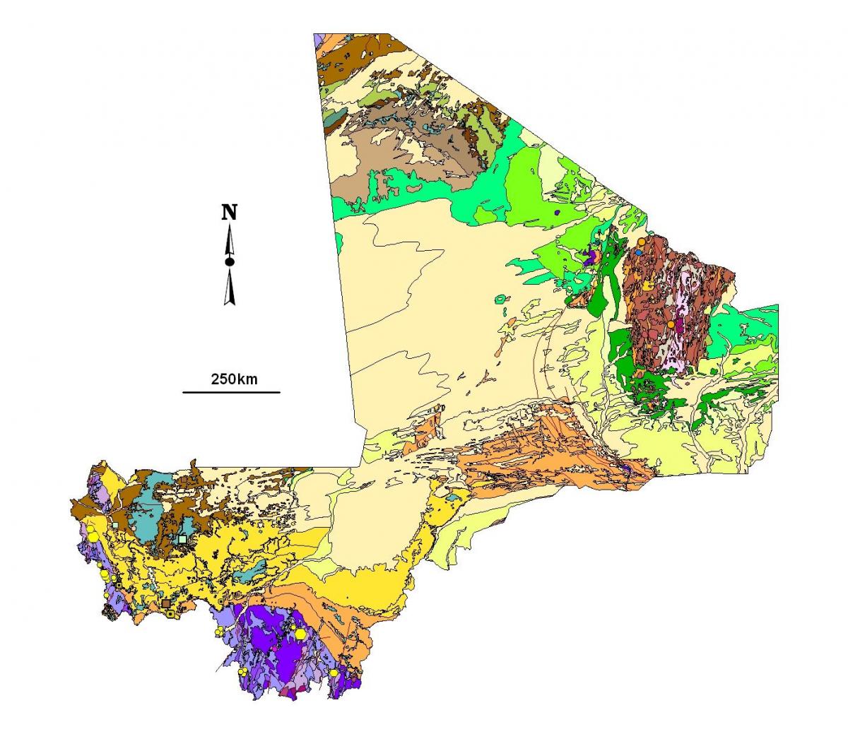 Mapa kopalnie złota w Mali