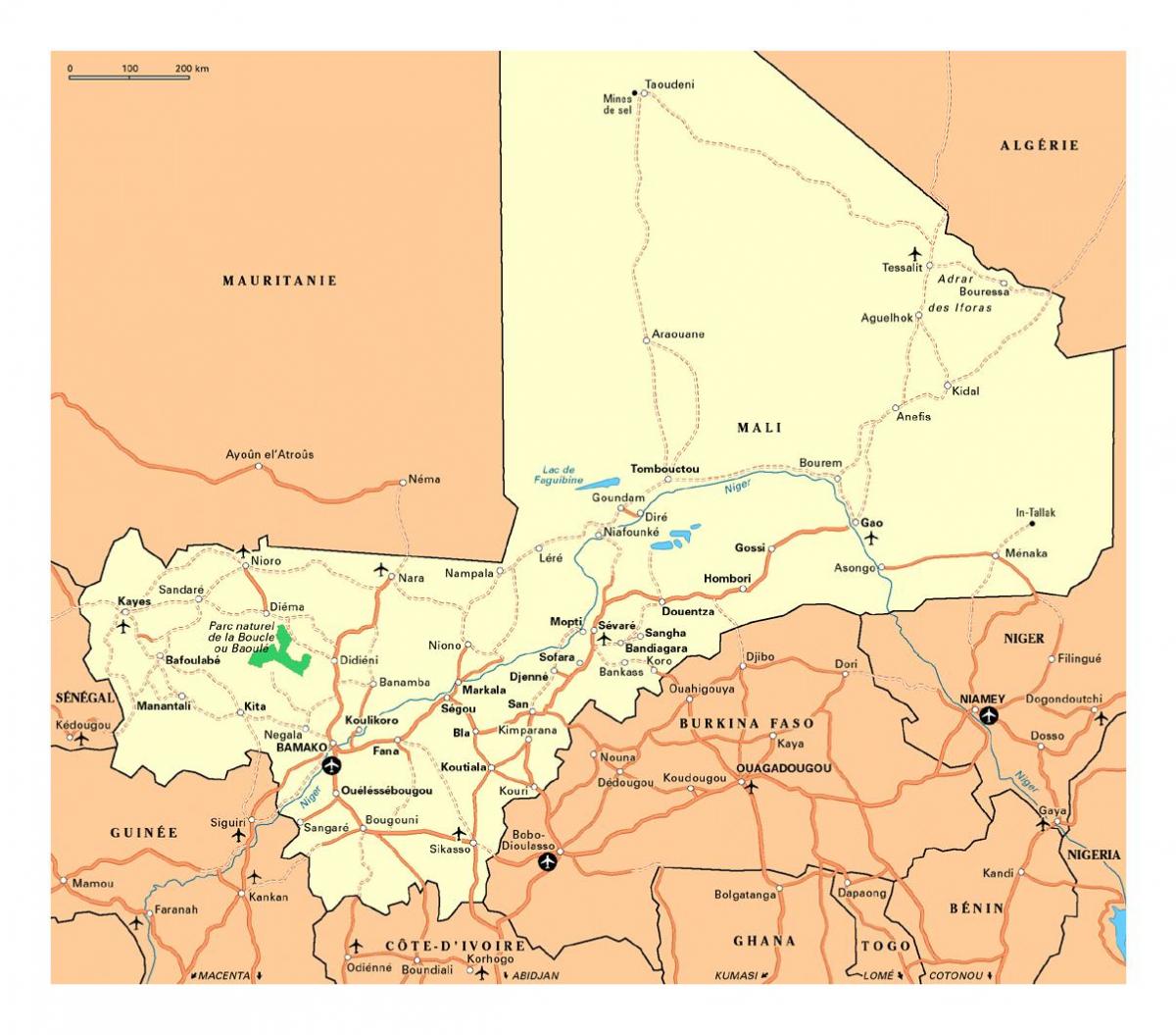 Mapa Mali miastach