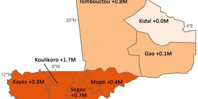 Mapa Mali ludności